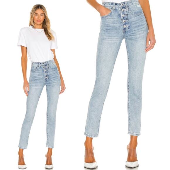 WeWoreWhat The Danielle Crystal Button Fly Straight Leg in Studio Size 26 NEW - Picture 1 of 10